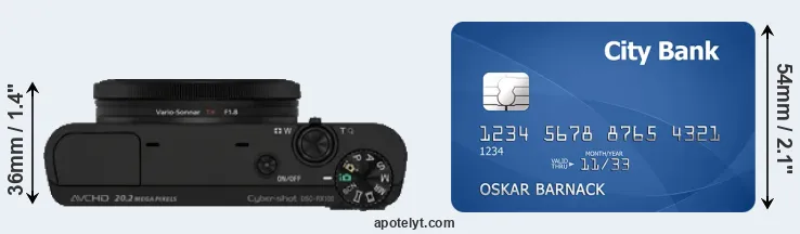 RX100 versus credit card top view